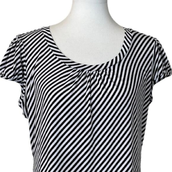 Worthington Women's Black White Diagonal Stripe Scoop Neck Career Top Size Large - Picture 5 of 10